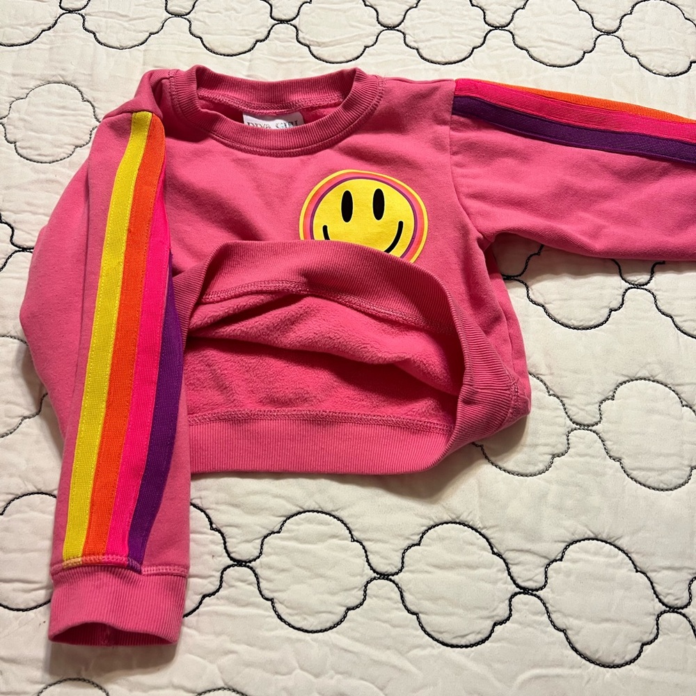 Kids Pink and Purple Smiley Face Matching Set Sweatsuit - Picture 2 of 6